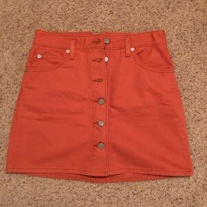 Levi's Orange A-Line Mini Skirt for Night Out